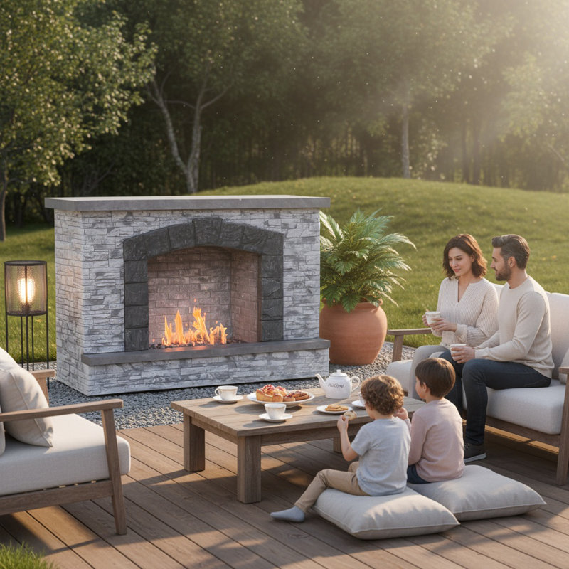 Prokan 67 Inches European Ledge Outdoor Propane Fireplace